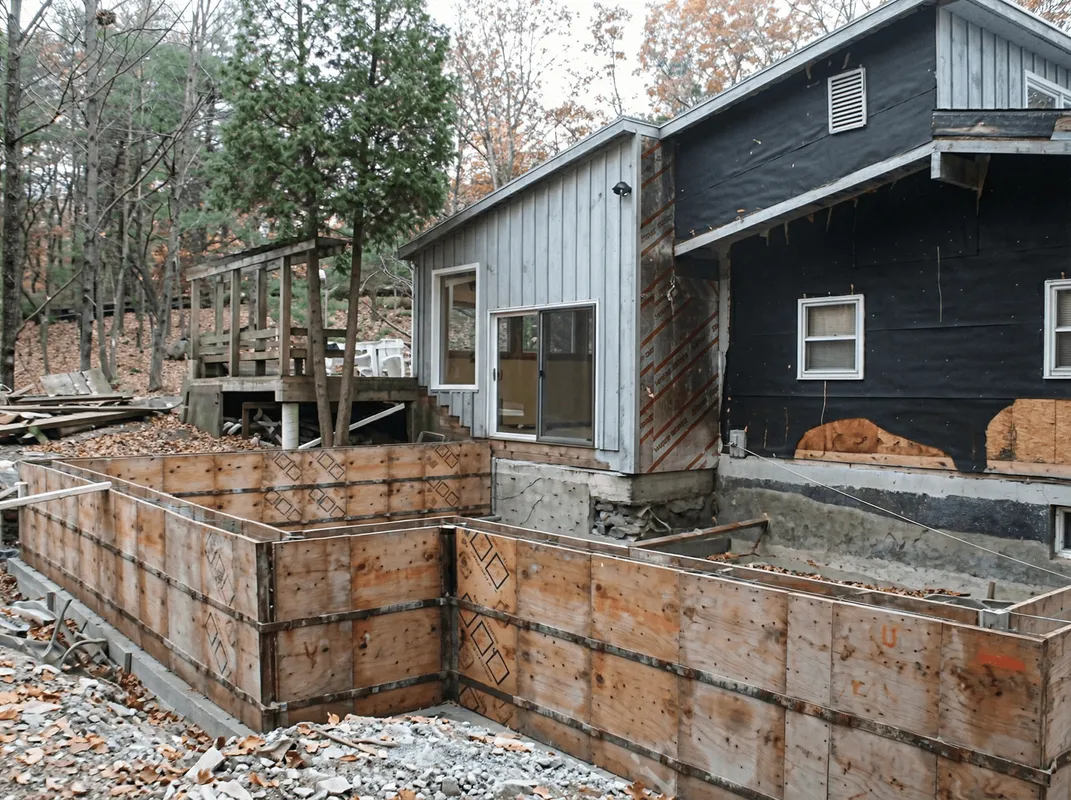 Prepared site with foundation forms for home remodeling and addition project in Reno, NV